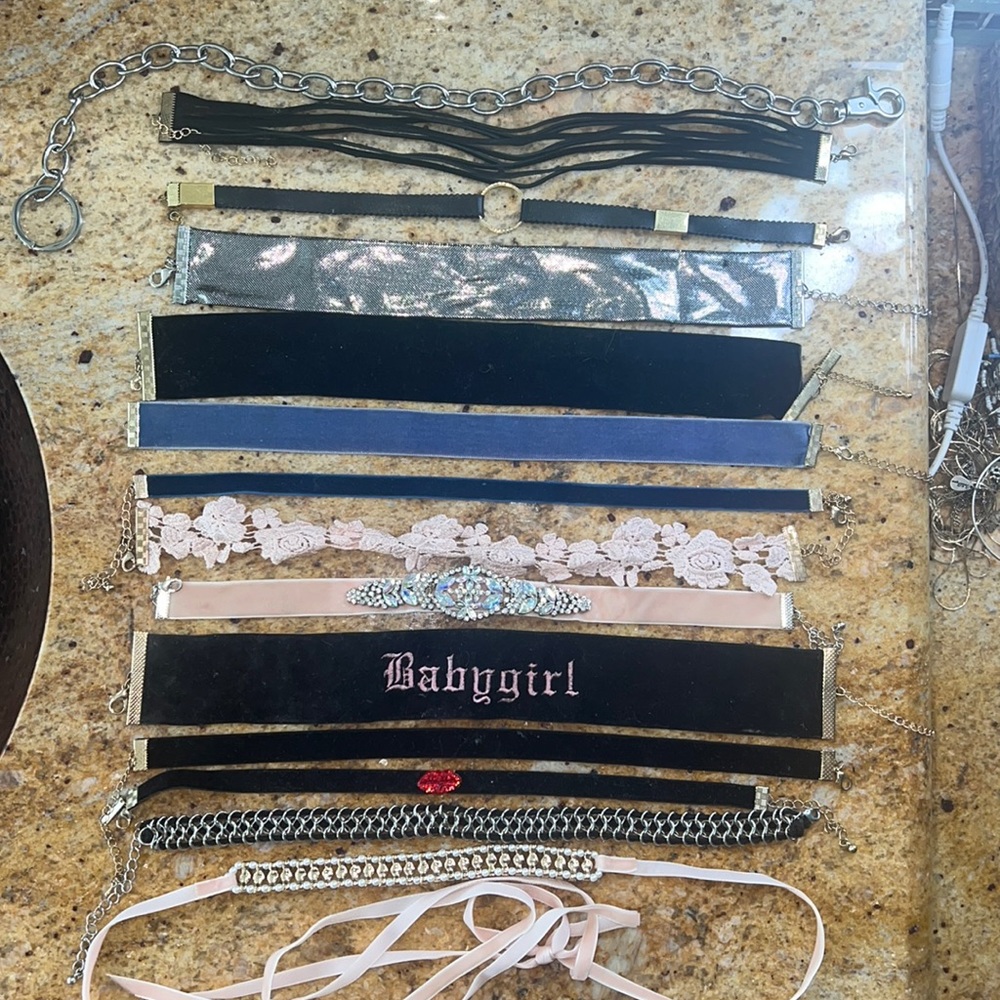 Set of 14 chocker necklaces